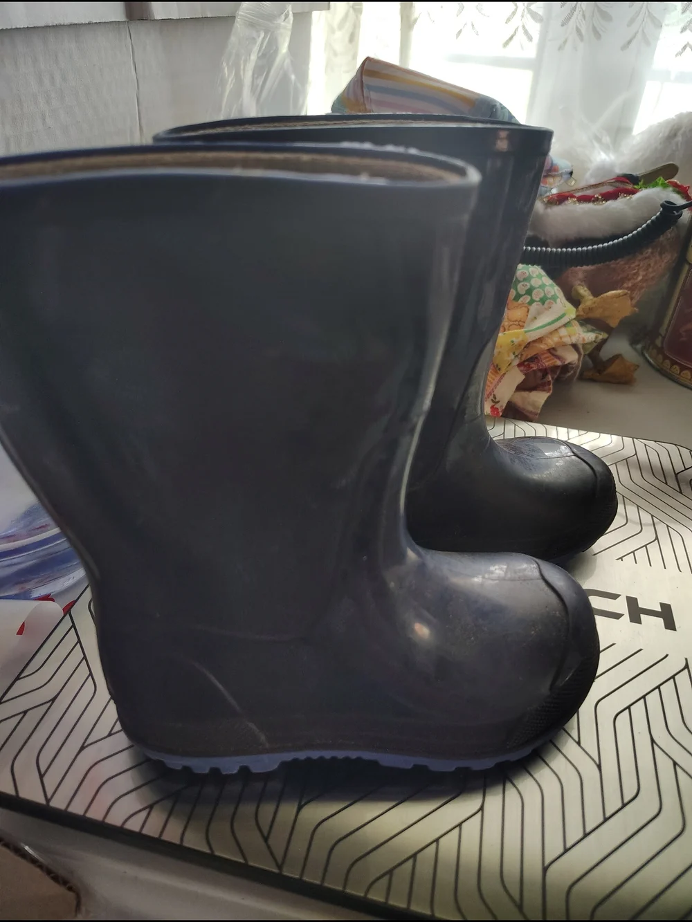 Children's Solid Dark Gray Rain Boots